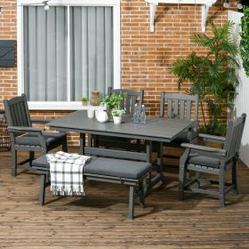 6 Piece Patio Dining Set (Option: Gray-1010x550x330 mm)