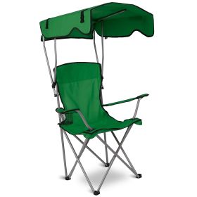 1Pc Foldable Camping Chair With Canopy Cup Holder 330LBS Max Load Folded As A Carry Bag Fedex Shipping (Option: Green)