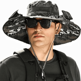 Unisex Wide Brim Solar Fan Outdoor Fishing Hat-Solar & USB Charging, Sunscreen Sun Hat With Fan, Camping Uv Protection (Option: S1)